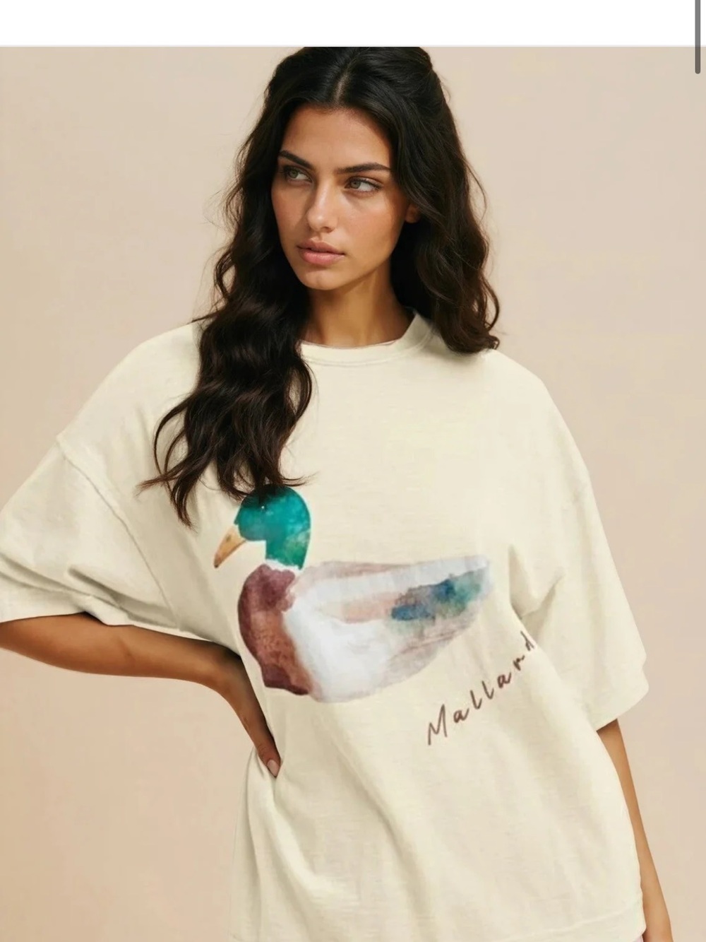 Mallard Duck Graphic T-Shirt - Cream